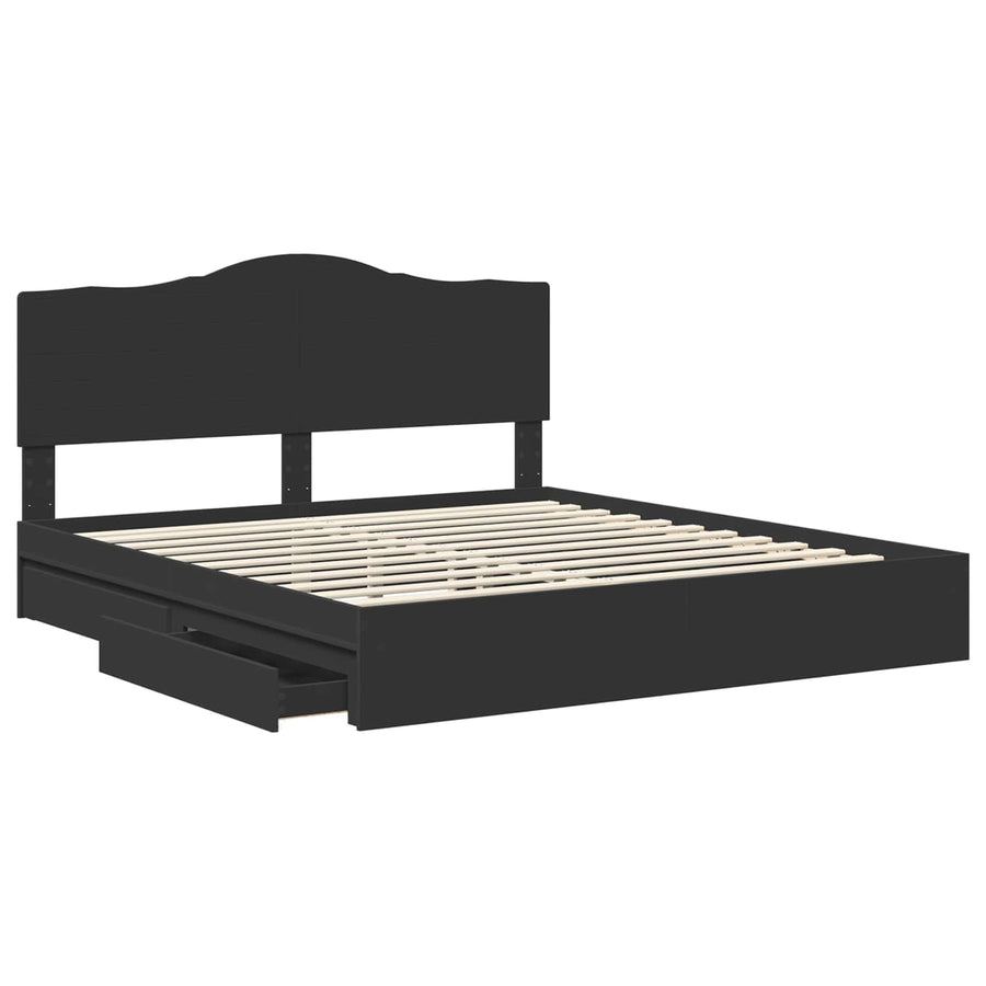 Bedframe met lade met opslag Zwart 200 x 200 cm Bewerkt hout