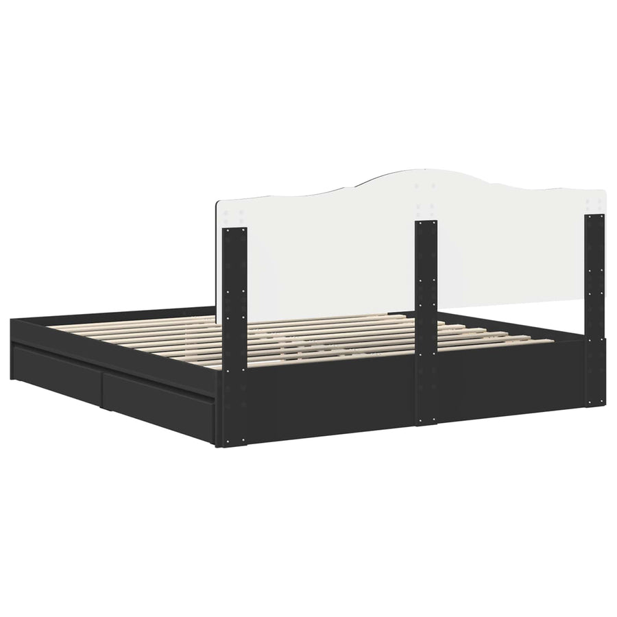 Bedframe met lade met opslag Zwart 200 x 200 cm Bewerkt hout