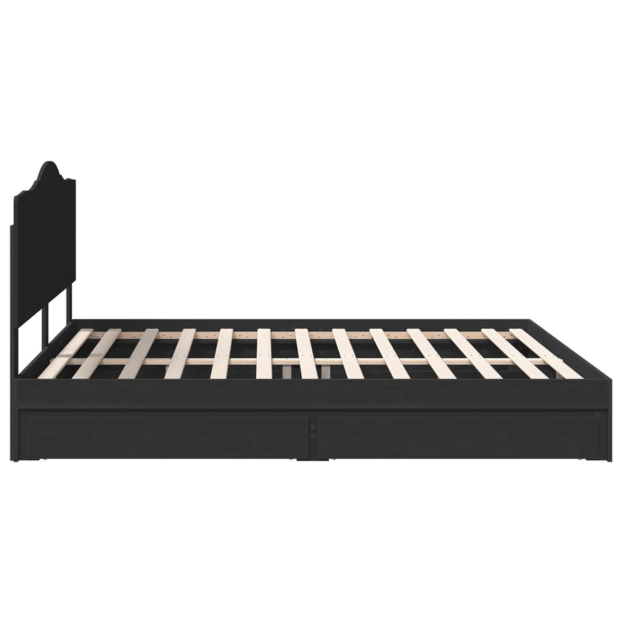 Bedframe met lade met opslag Zwart 200 x 200 cm Bewerkt hout
