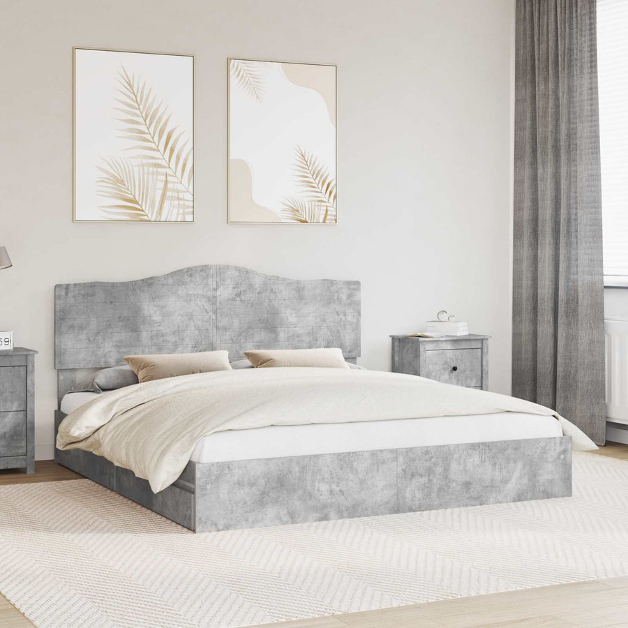 Bedframe met lade Beton Grijs 200 x 200 cm Bewerkt hout