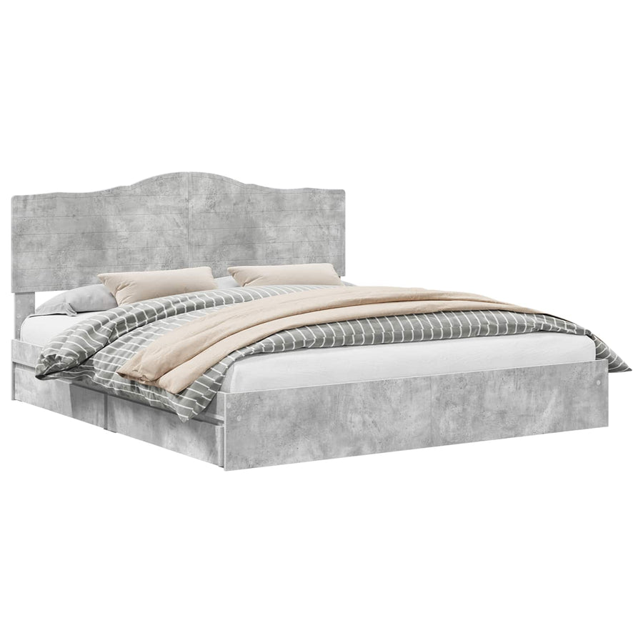 Bedframe met lade Beton Grijs 200 x 200 cm Bewerkt hout