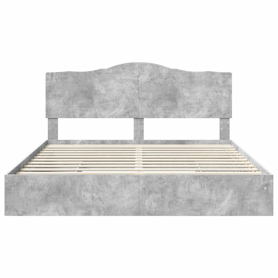 Bedframe met lade Beton Grijs 200 x 200 cm Bewerkt hout