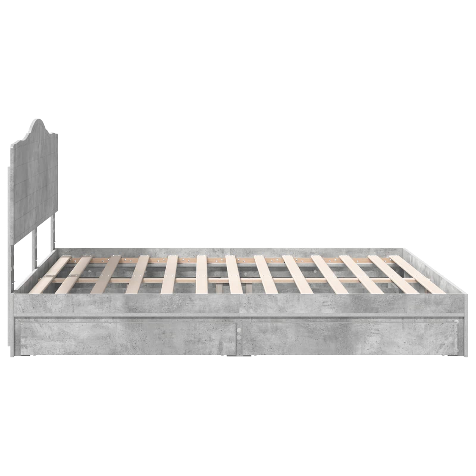 Bedframe met lade Beton Grijs 200 x 200 cm Bewerkt hout