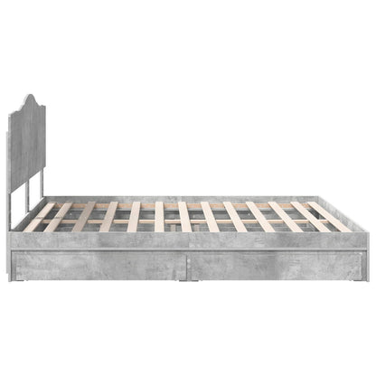 Bedframe met lade Beton Grijs 200 x 200 cm Bewerkt hout