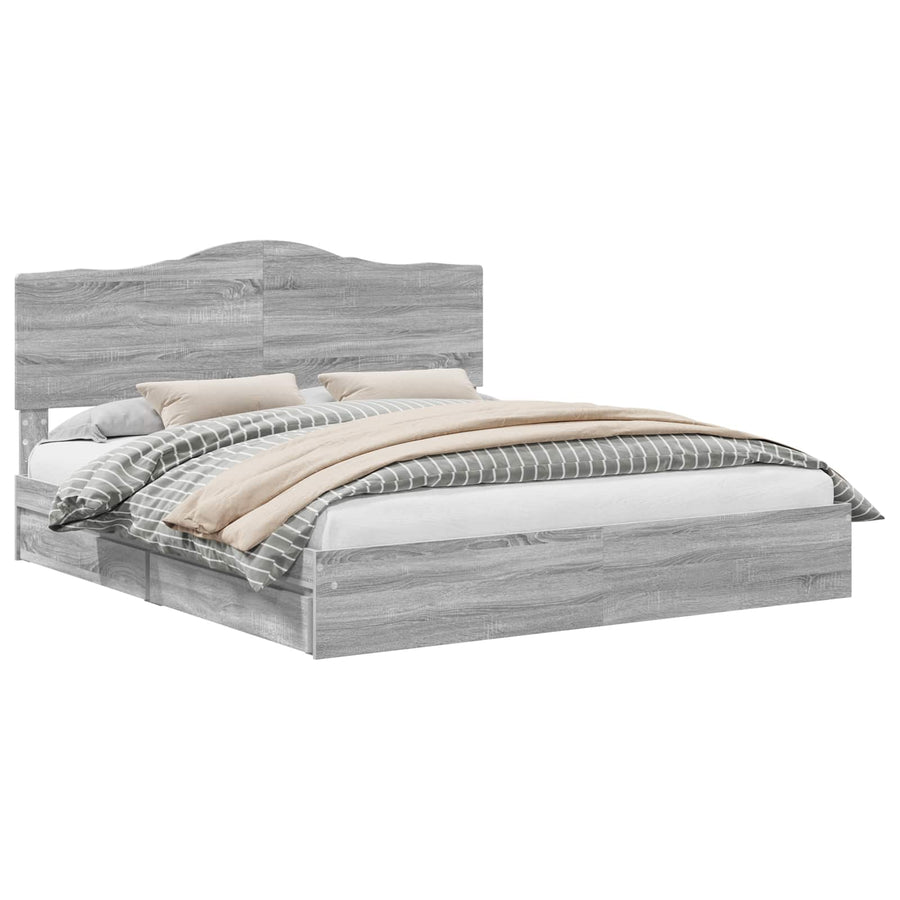 Bedframe met lade Grijs Sonoma 200 x 200 cm Bewerkt hout