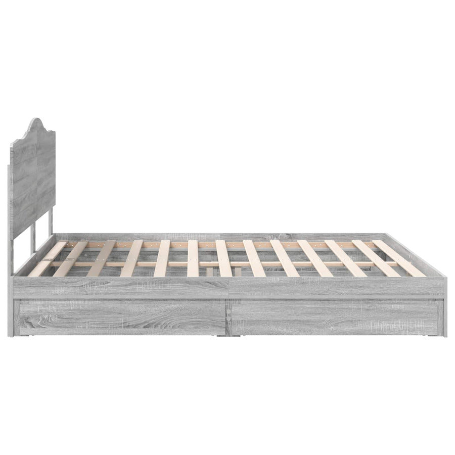 Bedframe met lade Grijs Sonoma 200 x 200 cm Bewerkt hout