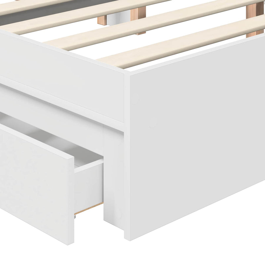 Opslag bed met hoofdeinde Wit 180 x 200 cm Bewerkt hout