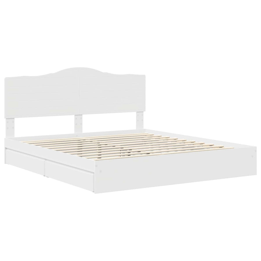 Opslag bed met hoofdeinde Wit 180 x 200 cm Bewerkt hout