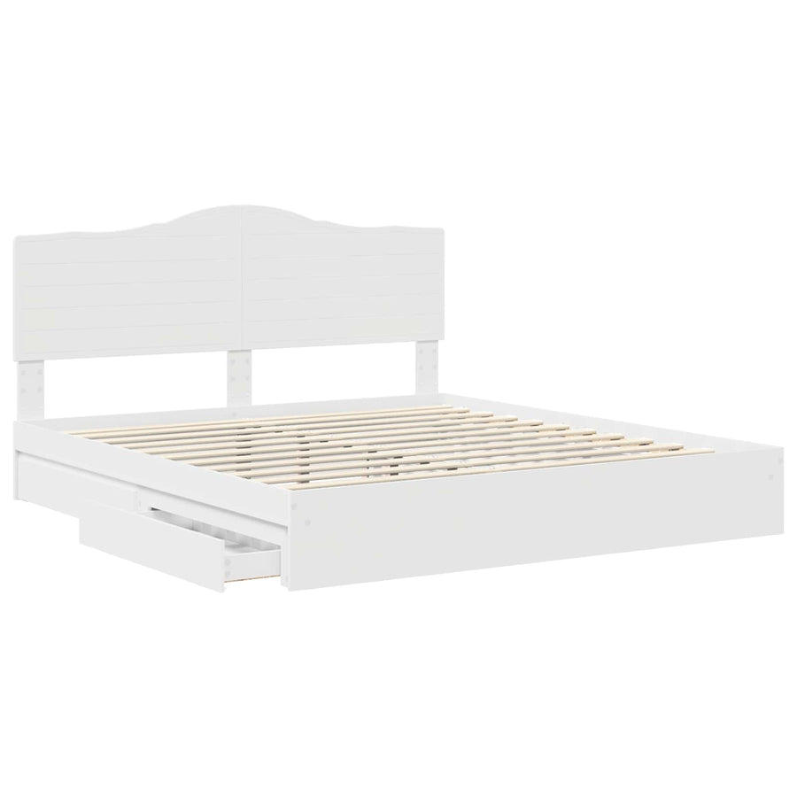 Opslag bed met hoofdeinde Wit 180 x 200 cm Bewerkt hout