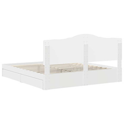 Opslag bed met hoofdeinde Wit 180 x 200 cm Bewerkt hout