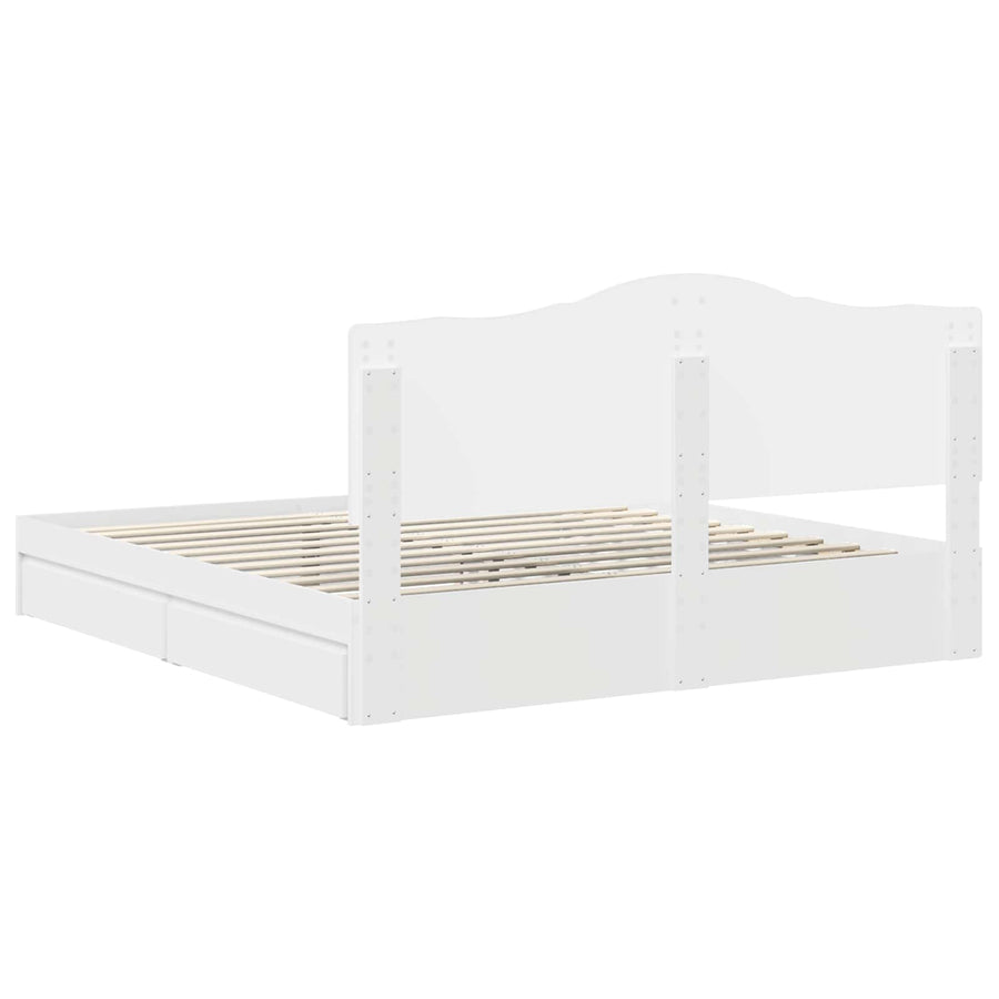 Opslag bed met hoofdeinde Wit 180 x 200 cm Bewerkt hout