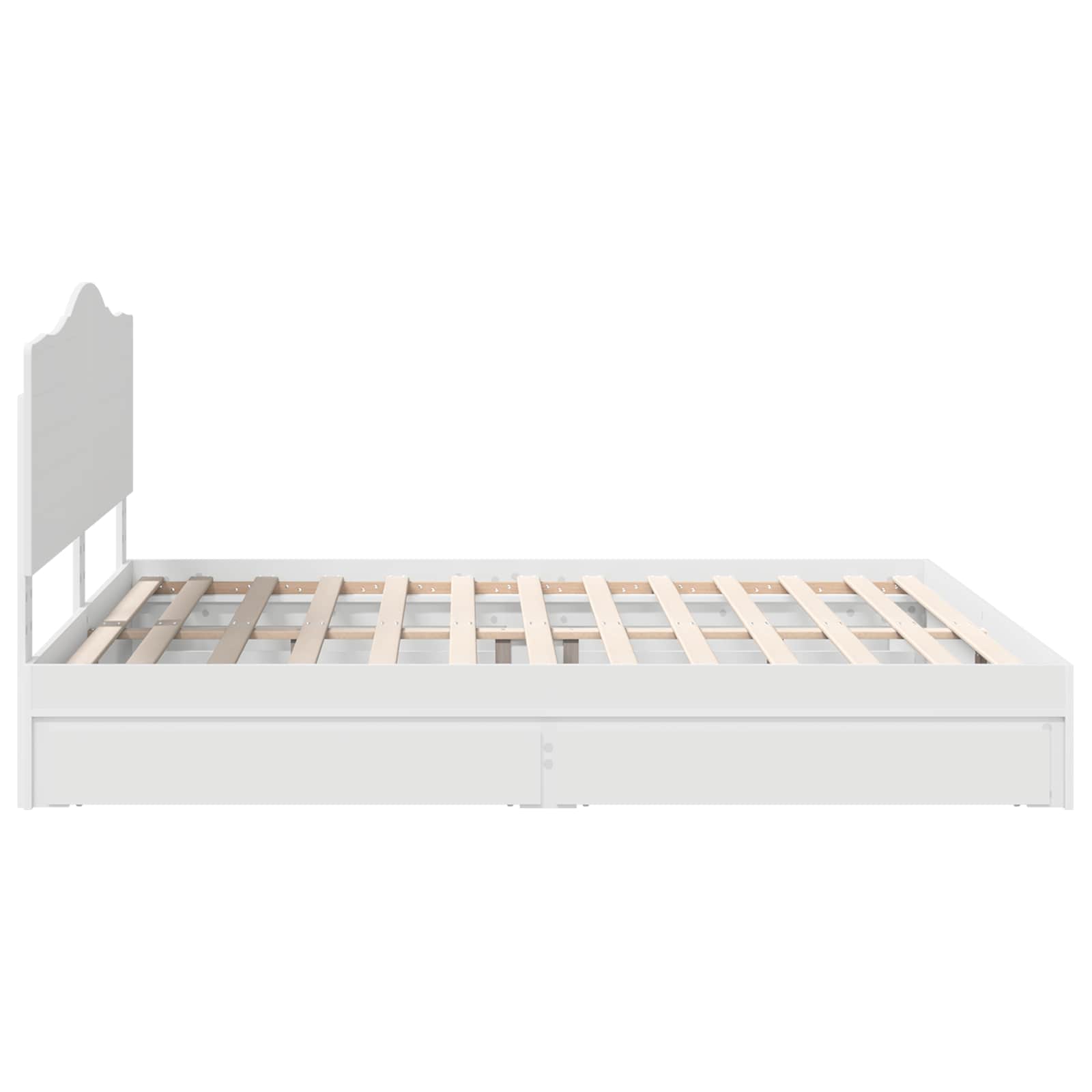 Opslag bed met hoofdeinde Wit 180 x 200 cm Bewerkt hout