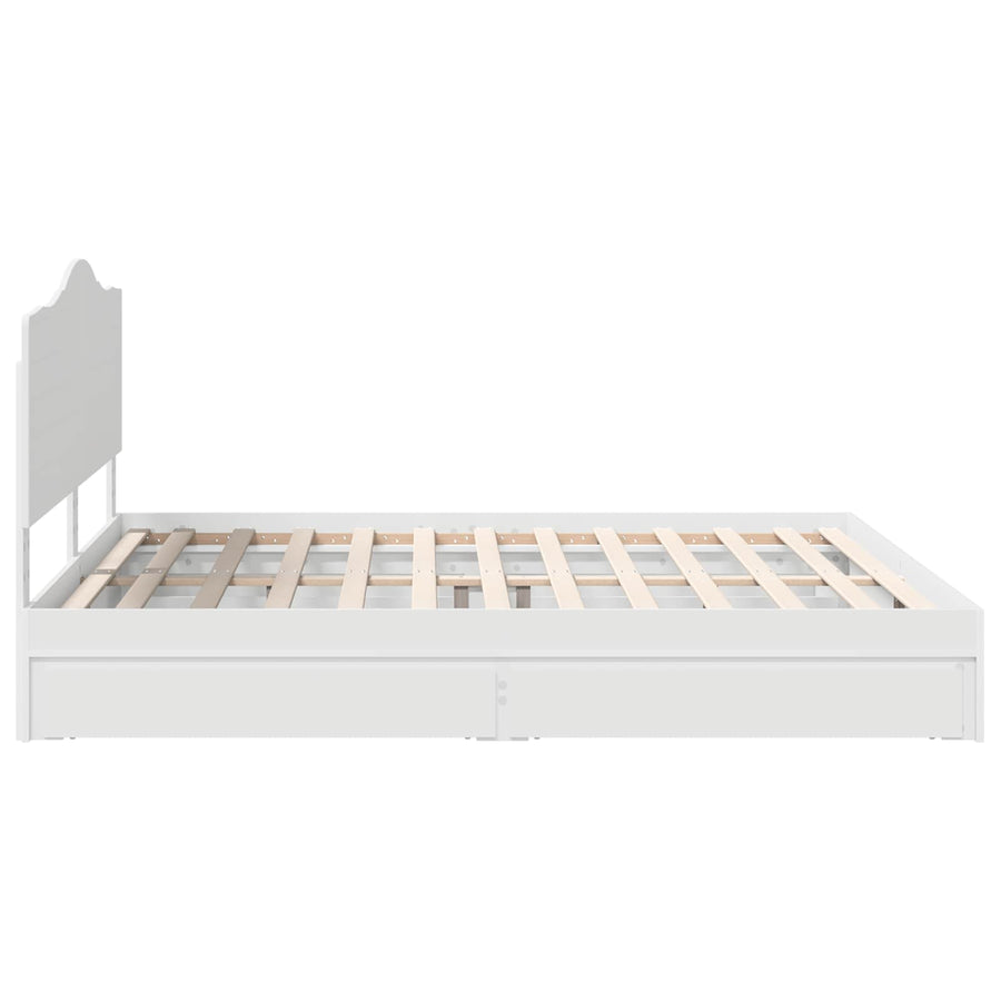 Opslag bed met hoofdeinde Wit 180 x 200 cm Bewerkt hout