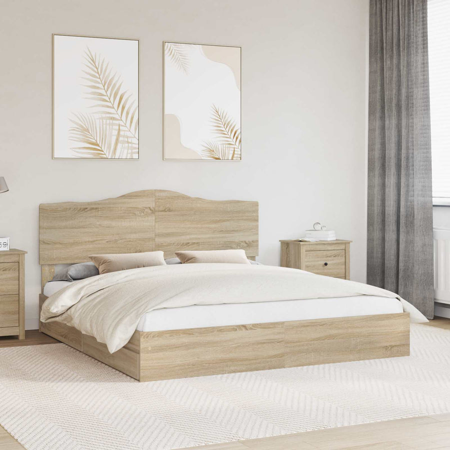 Opslag bed met lade Sonoma Eiken 180 x 200 cm Bewerkt hout