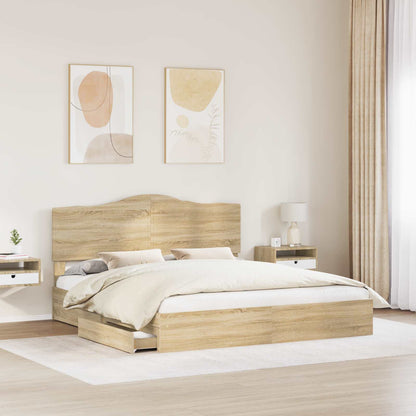 Opslag bed met lade Sonoma Eiken 180 x 200 cm Bewerkt hout