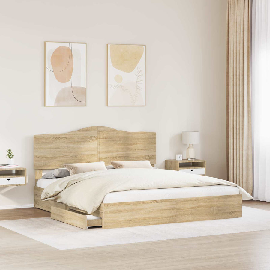 Opslag bed met lade Sonoma Eiken 180 x 200 cm Bewerkt hout
