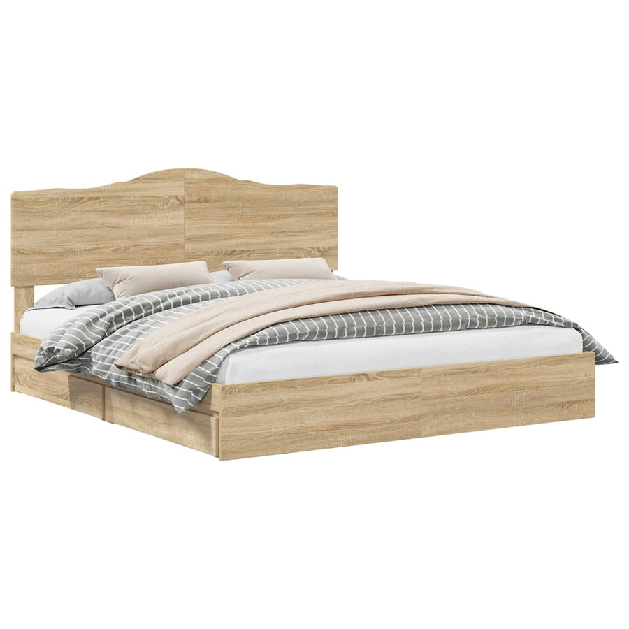 Opslag bed met lade Sonoma Eiken 180 x 200 cm Bewerkt hout
