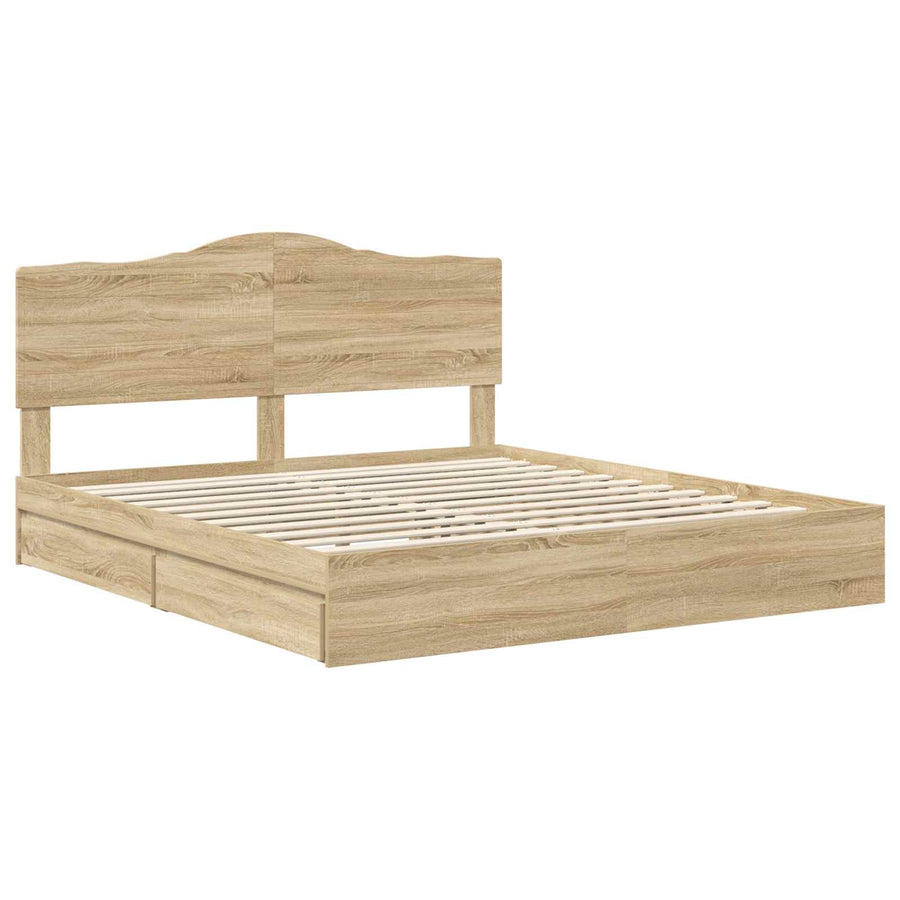 Opslag bed met lade Sonoma Eiken 180 x 200 cm Bewerkt hout