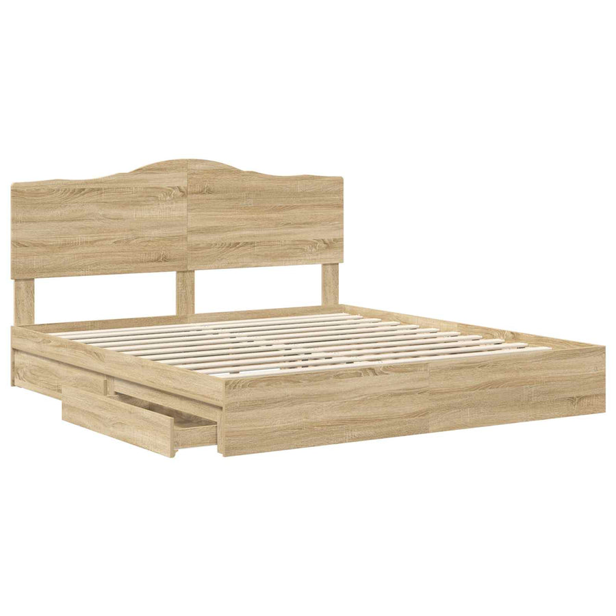 Opslag bed met lade Sonoma Eiken 180 x 200 cm Bewerkt hout