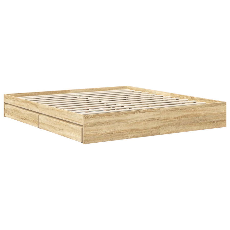 Opslag bed met lade Sonoma Eiken 180 x 200 cm Bewerkt hout