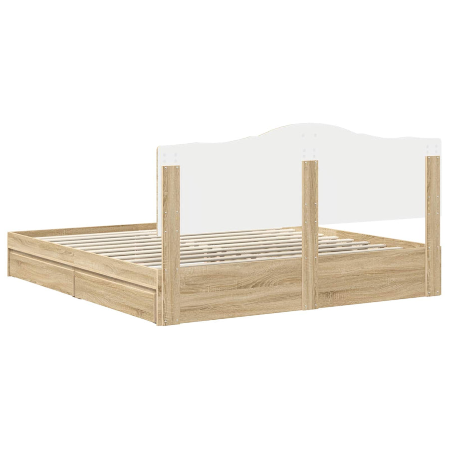 Opslag bed met lade Sonoma Eiken 180 x 200 cm Bewerkt hout