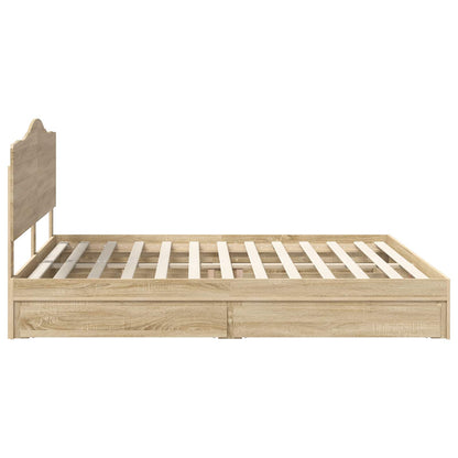 Opslag bed met lade Sonoma Eiken 180 x 200 cm Bewerkt hout