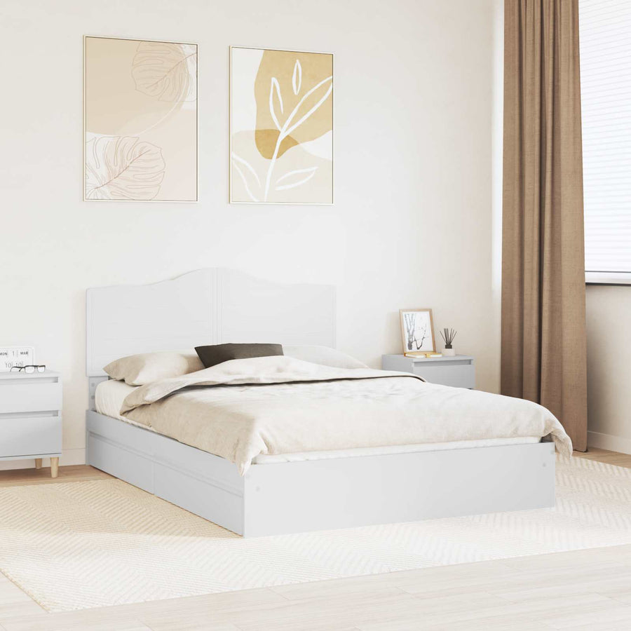 Opslag bed met hoofdeinde Wit 160 x 200 cm Bewerkt hout