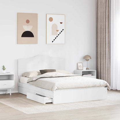 Opslag bed met hoofdeinde Wit 160 x 200 cm Bewerkt hout