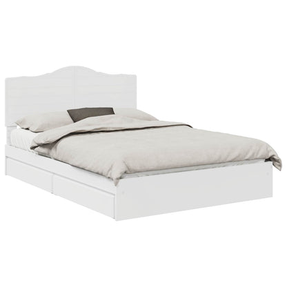 Opslag bed met hoofdeinde Wit 160 x 200 cm Bewerkt hout