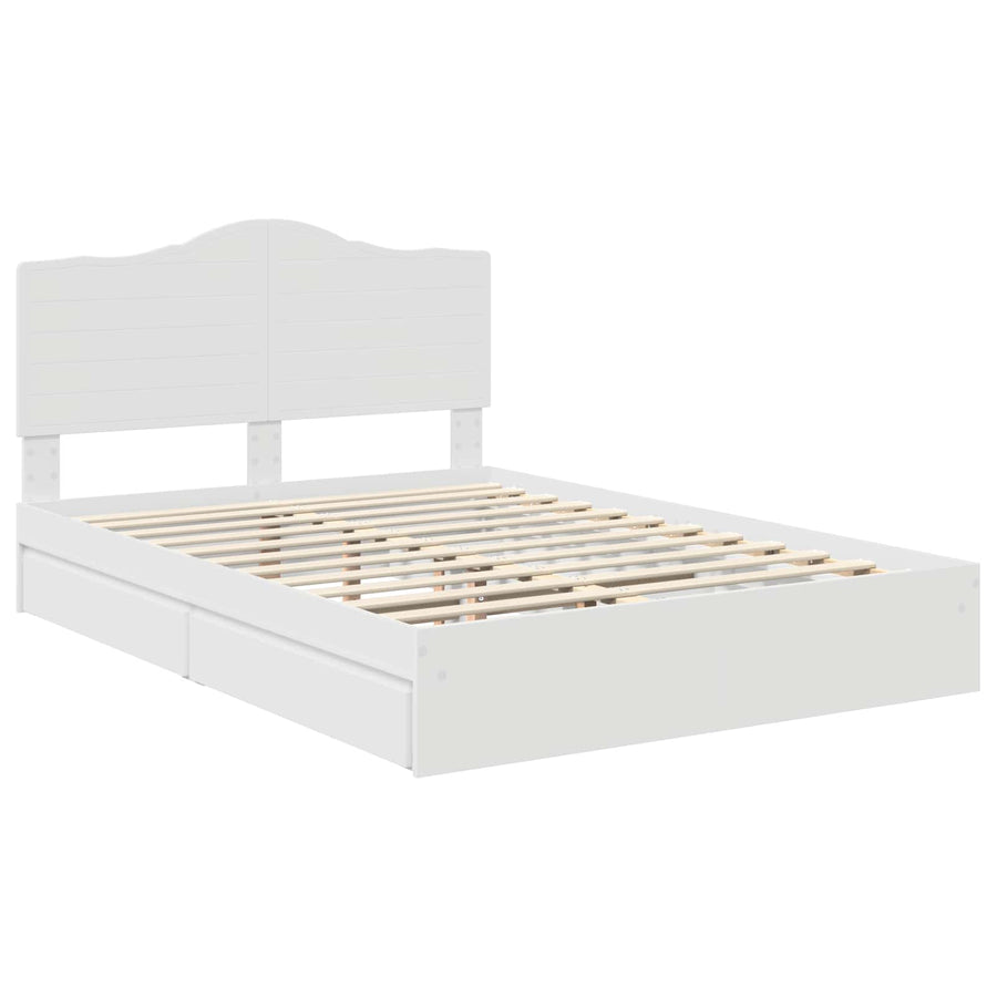 Opslag bed met hoofdeinde Wit 160 x 200 cm Bewerkt hout