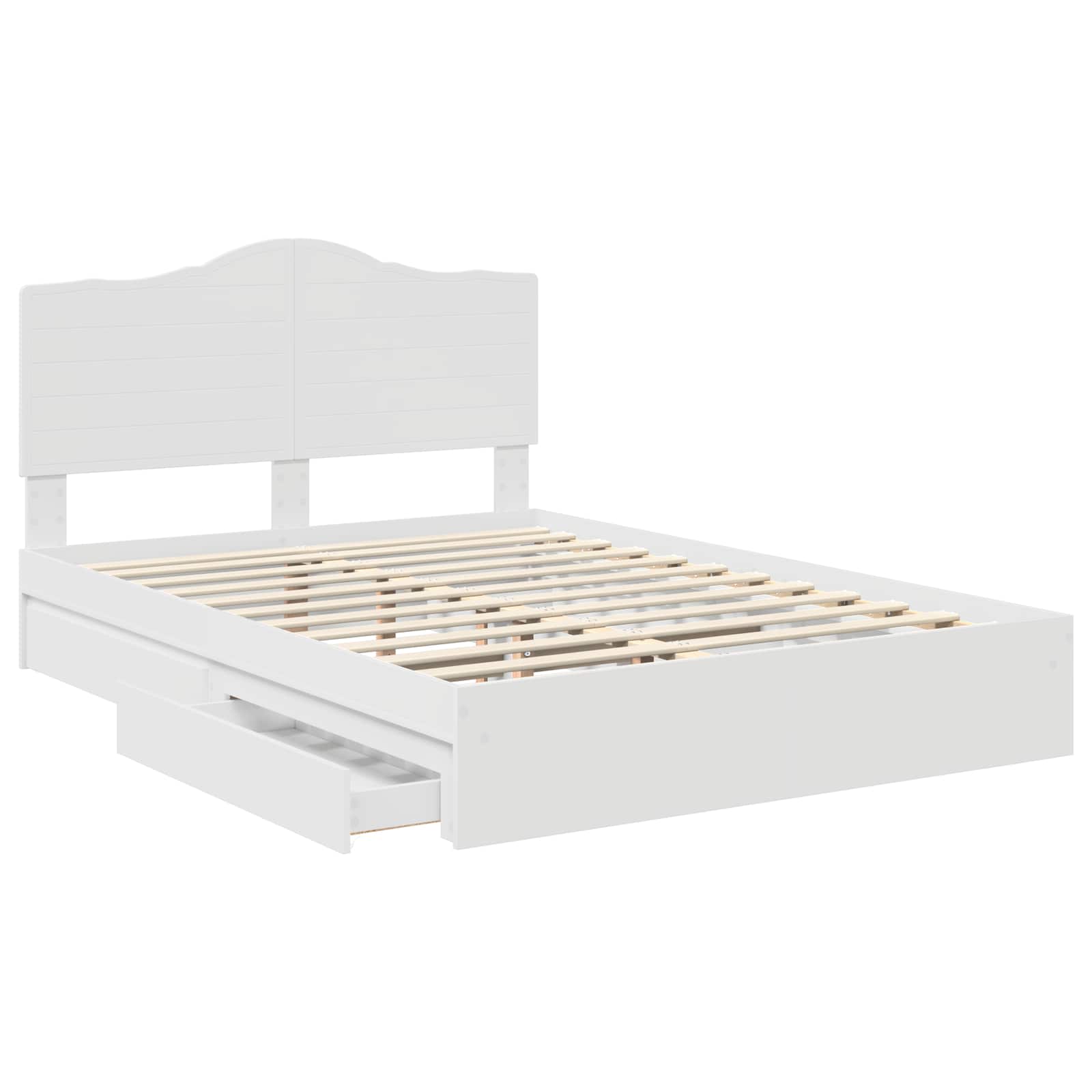 Opslag bed met hoofdeinde Wit 160 x 200 cm Bewerkt hout