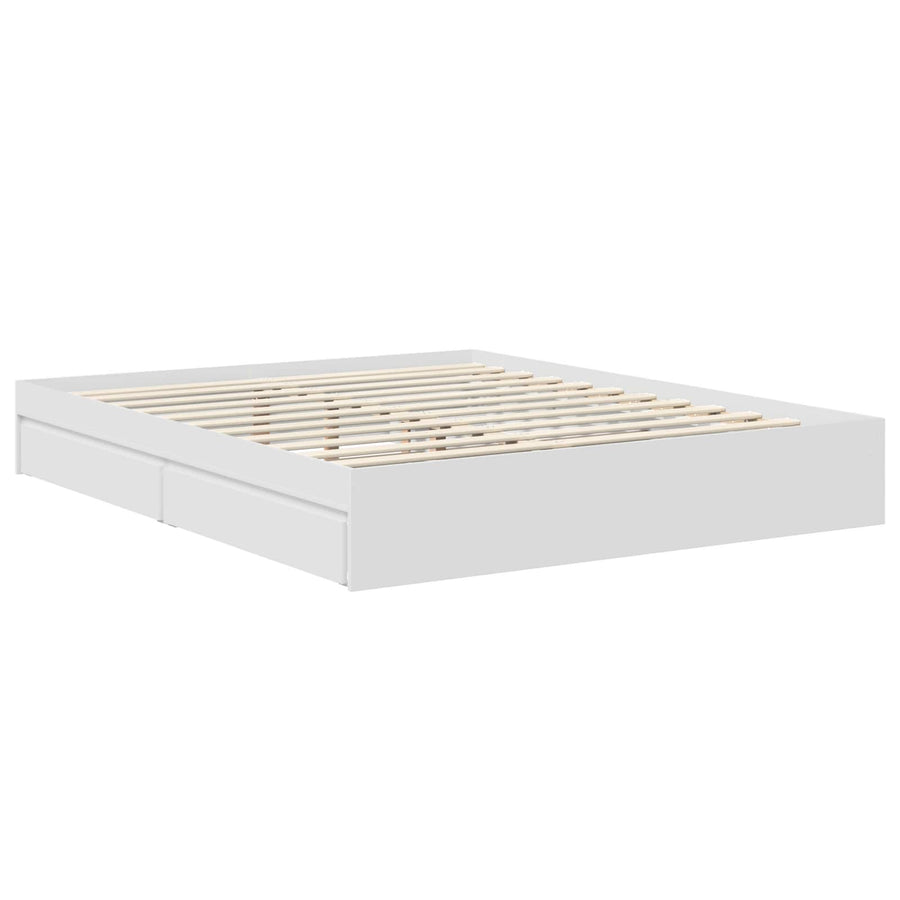 Opslag bed met hoofdeinde Wit 160 x 200 cm Bewerkt hout