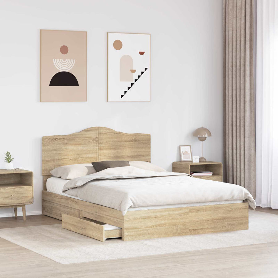 Bedframe met lade Sonoma Eiken 150 x 200 cm Bewerkt hout