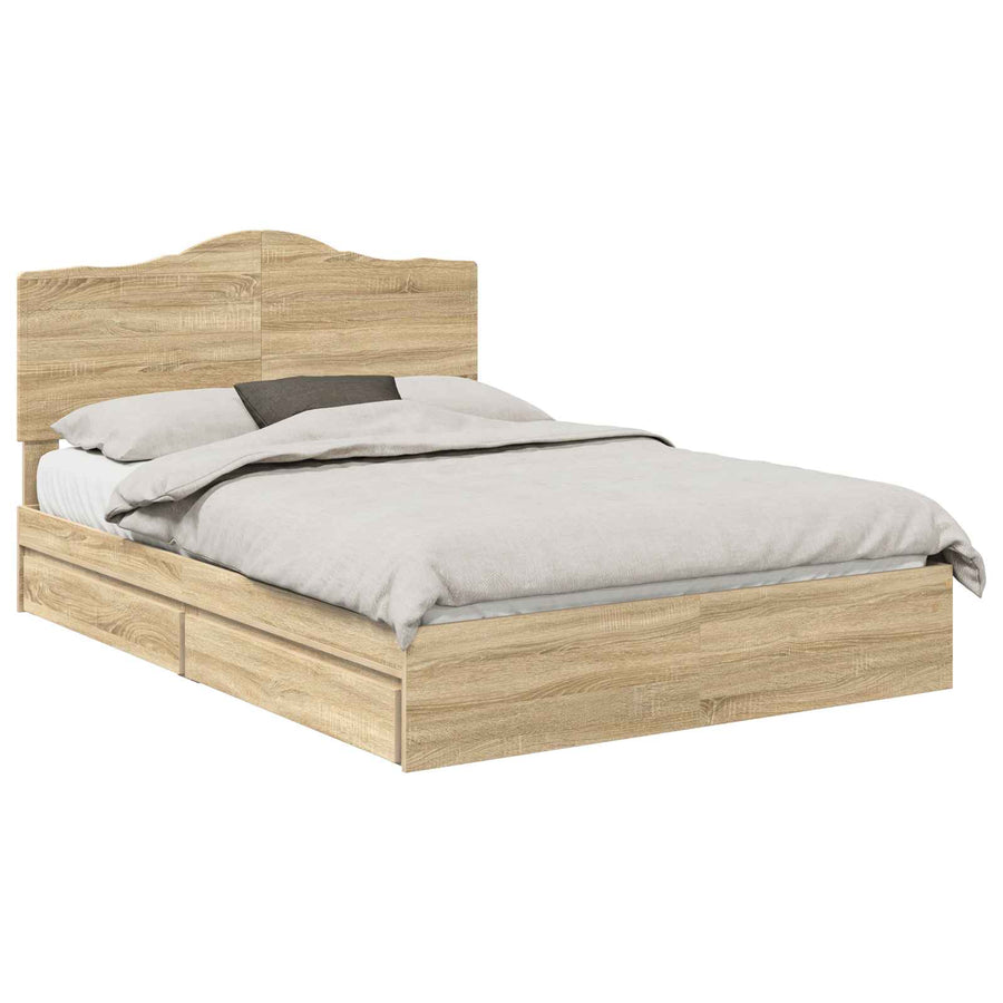 Bedframe met lade Sonoma Eiken 150 x 200 cm Bewerkt hout