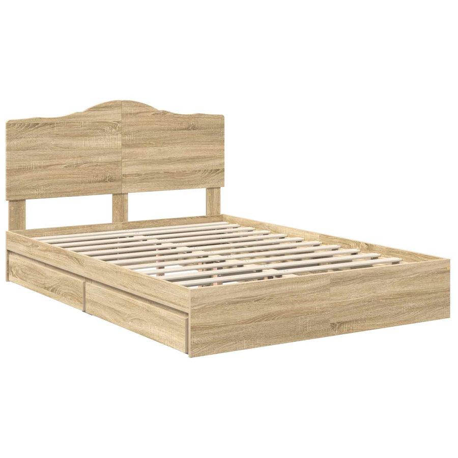 Bedframe met lade Sonoma Eiken 150 x 200 cm Bewerkt hout