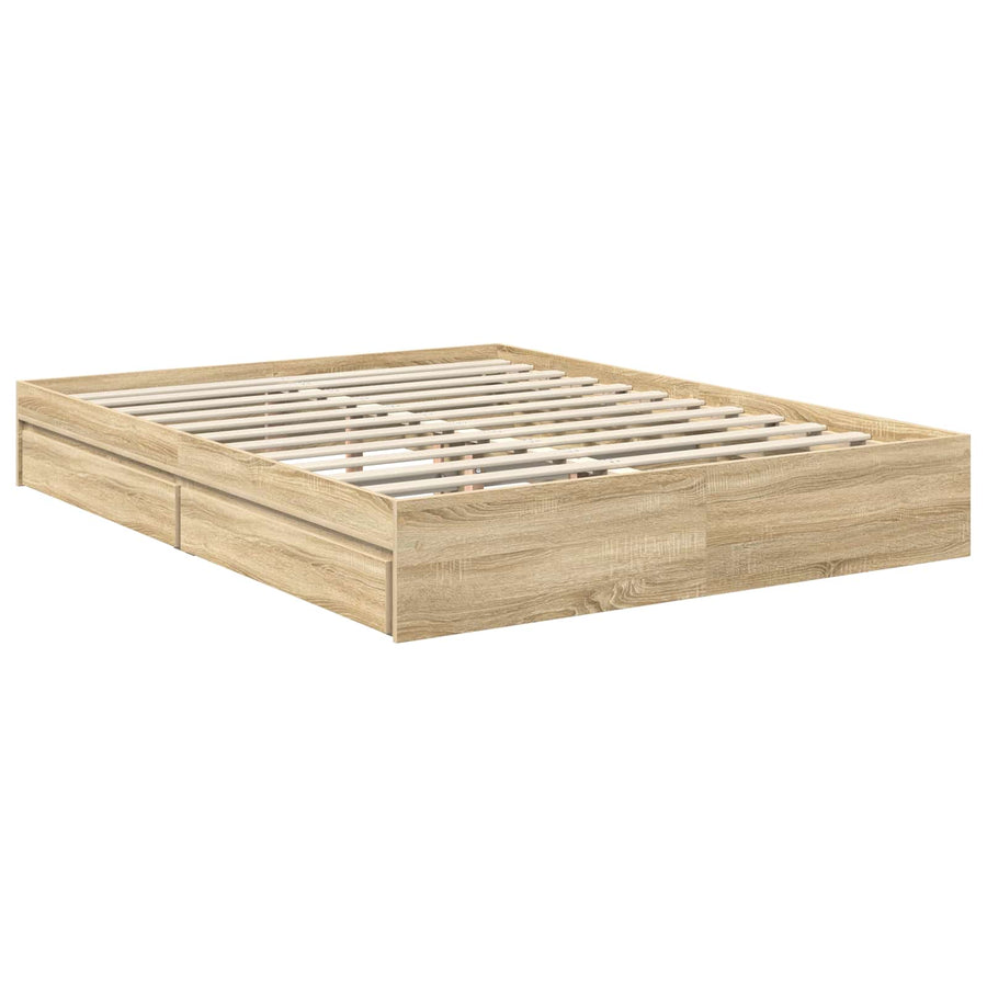 Bedframe met lade Sonoma Eiken 150 x 200 cm Bewerkt hout