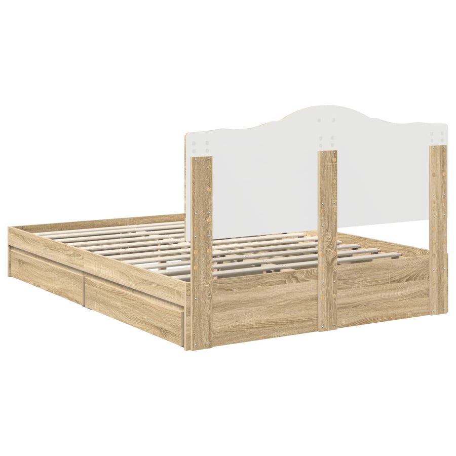 Bedframe met lade Sonoma Eiken 150 x 200 cm Bewerkt hout