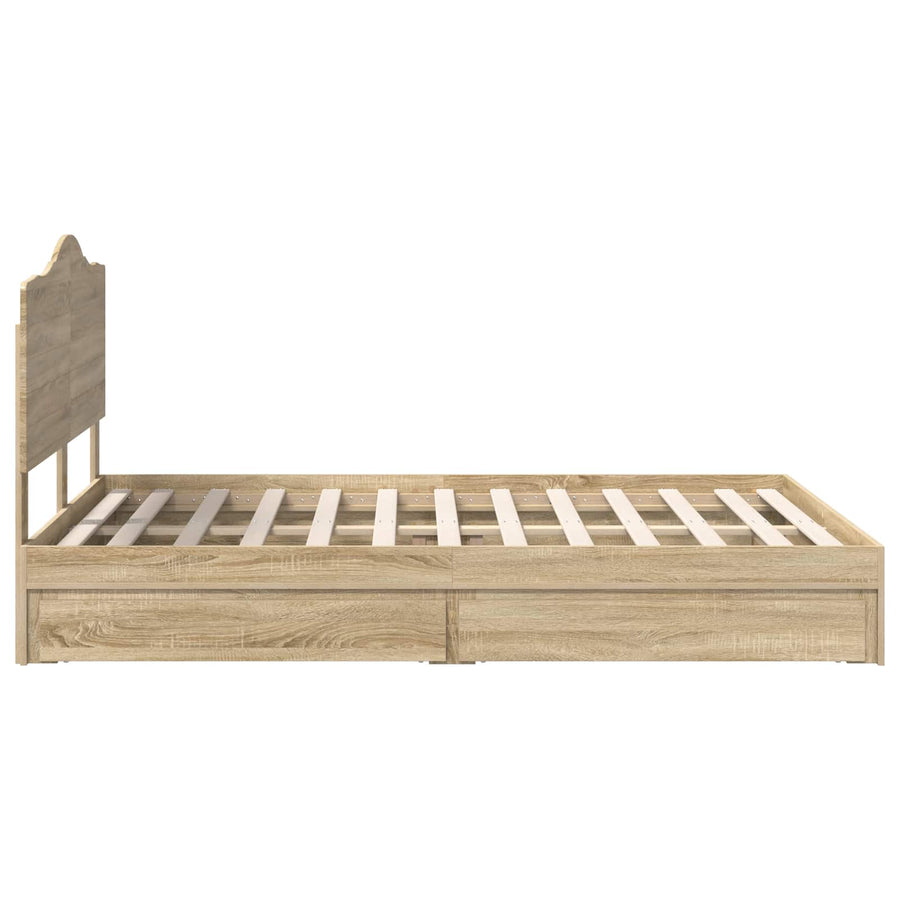 Bedframe met lade Sonoma Eiken 150 x 200 cm Bewerkt hout