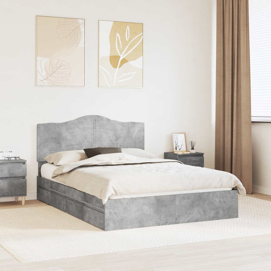 Bedframe met lade Beton Grijs 150 x 200 cm Bewerkt hout