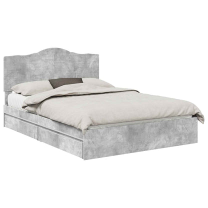 Bedframe met lade Beton Grijs 150 x 200 cm Bewerkt hout