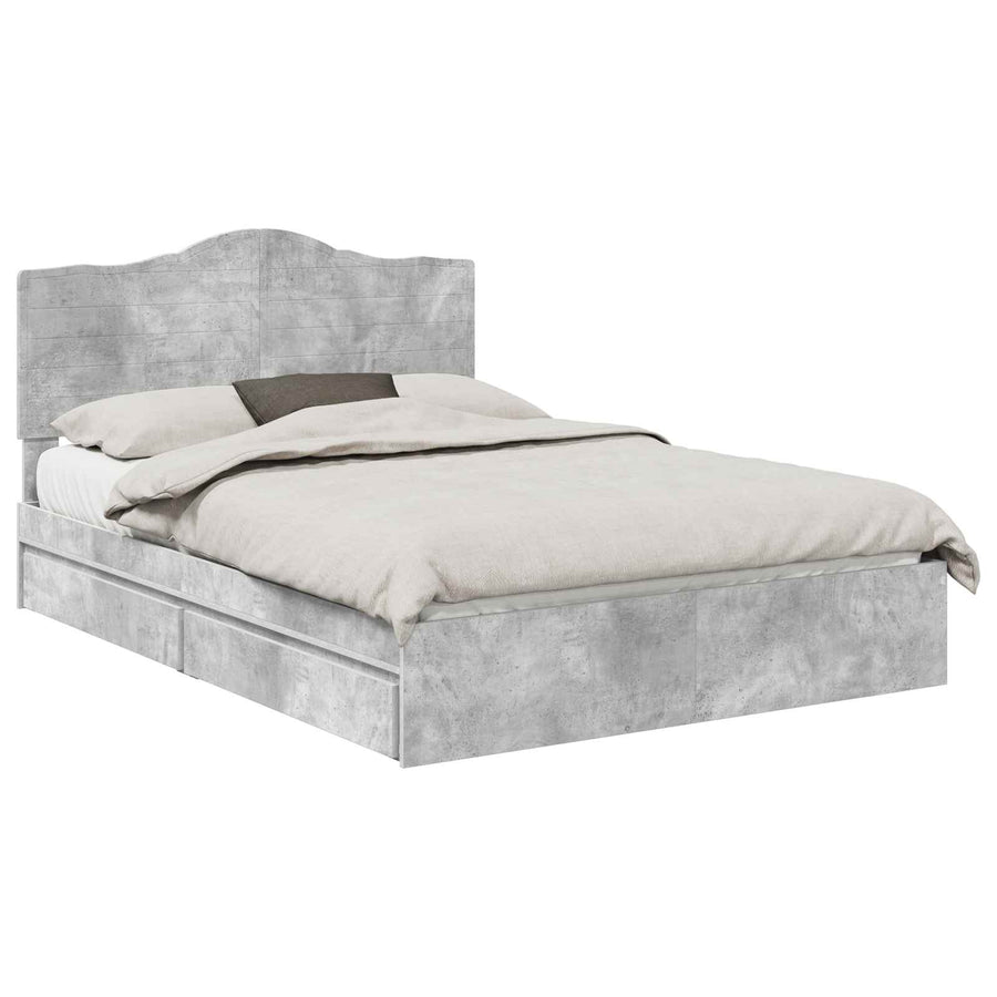 Bedframe met lade Beton Grijs 150 x 200 cm Bewerkt hout
