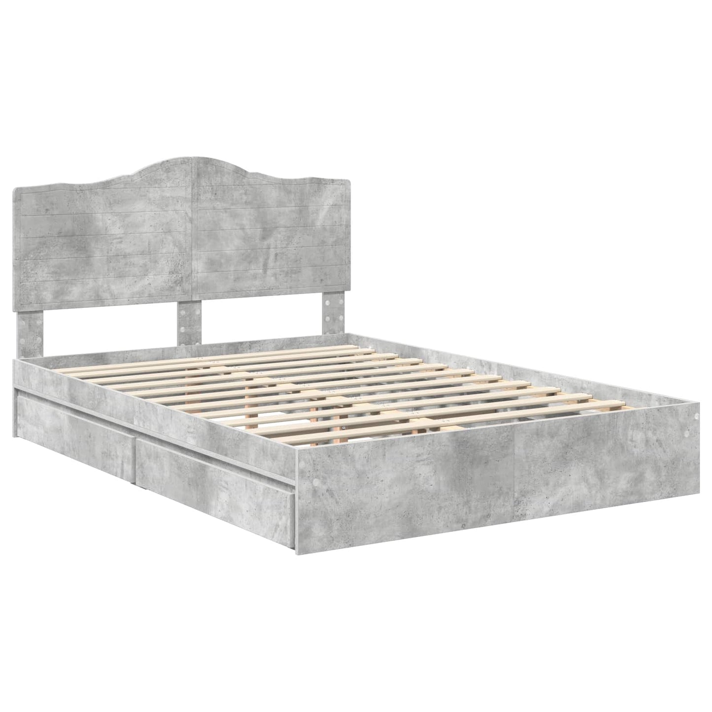 Bedframe met lade Beton Grijs 150 x 200 cm Bewerkt hout