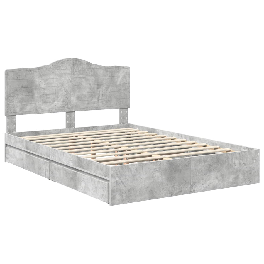 Bedframe met lade Beton Grijs 150 x 200 cm Bewerkt hout