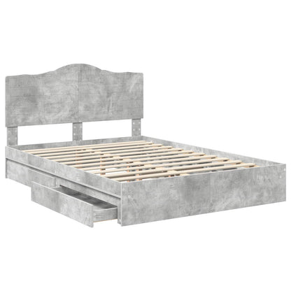 Bedframe met lade Beton Grijs 150 x 200 cm Bewerkt hout