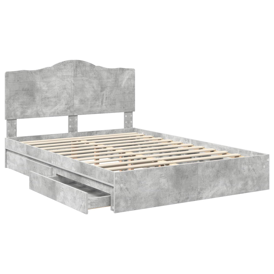 Bedframe met lade Beton Grijs 150 x 200 cm Bewerkt hout