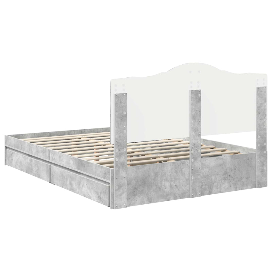 Bedframe met lade Beton Grijs 150 x 200 cm Bewerkt hout
