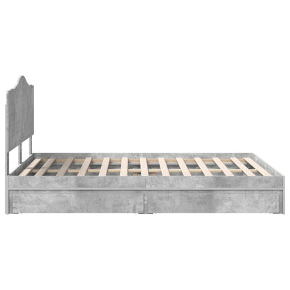 Bedframe met lade Beton Grijs 150 x 200 cm Bewerkt hout