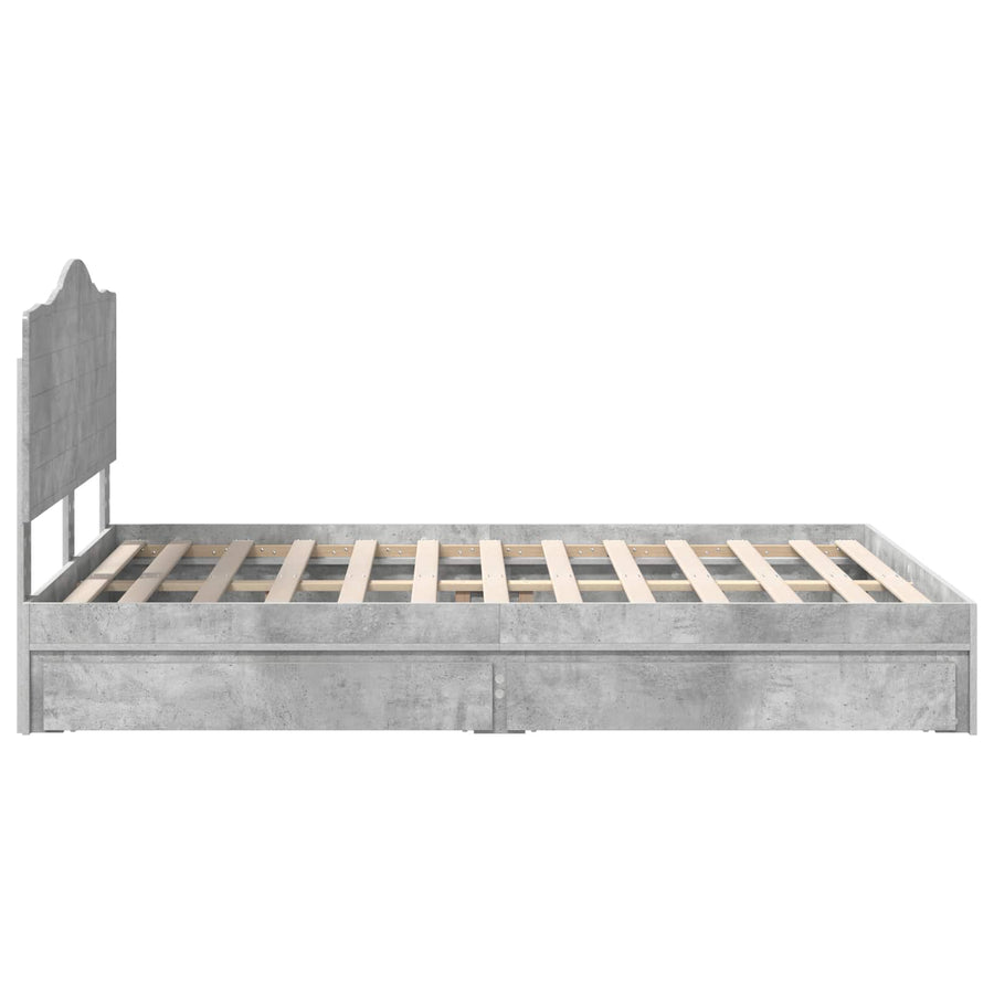 Bedframe met lade Beton Grijs 150 x 200 cm Bewerkt hout