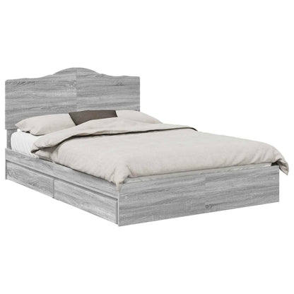 Bedframe met lade Grijs Sonoma 150 x 200 cm Bewerkt hout