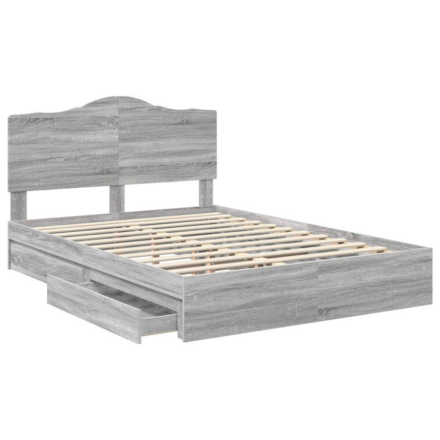 Bedframe met lade Grijs Sonoma 150 x 200 cm Bewerkt hout